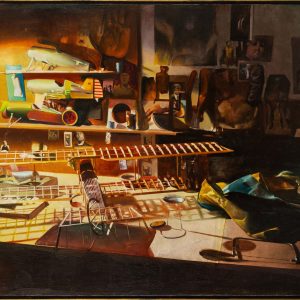 Csernus Tibor: Műterembelső repülőgépmodellel